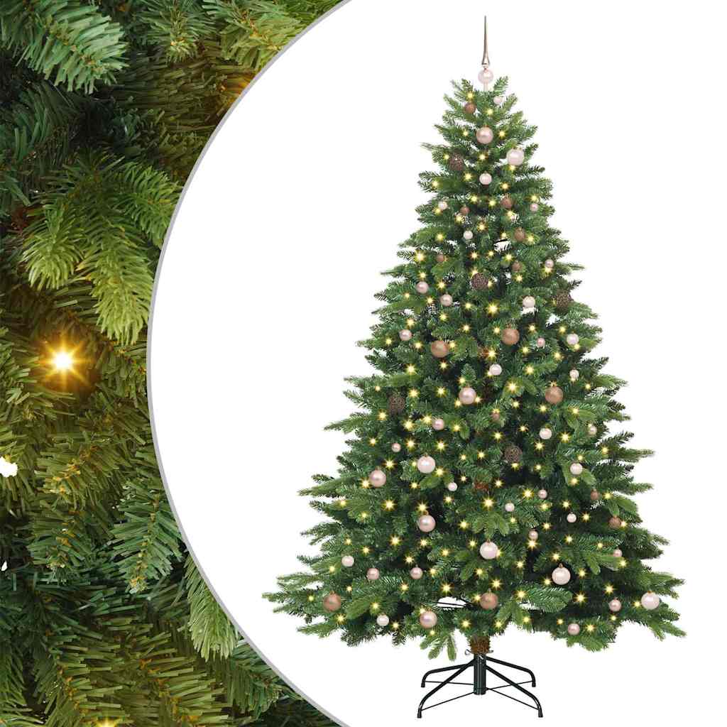 VidaXL Albero Di Natale Artificiale 120cm Con Base In Acciaio: PVC Verde, Neve E Pigne Incluse