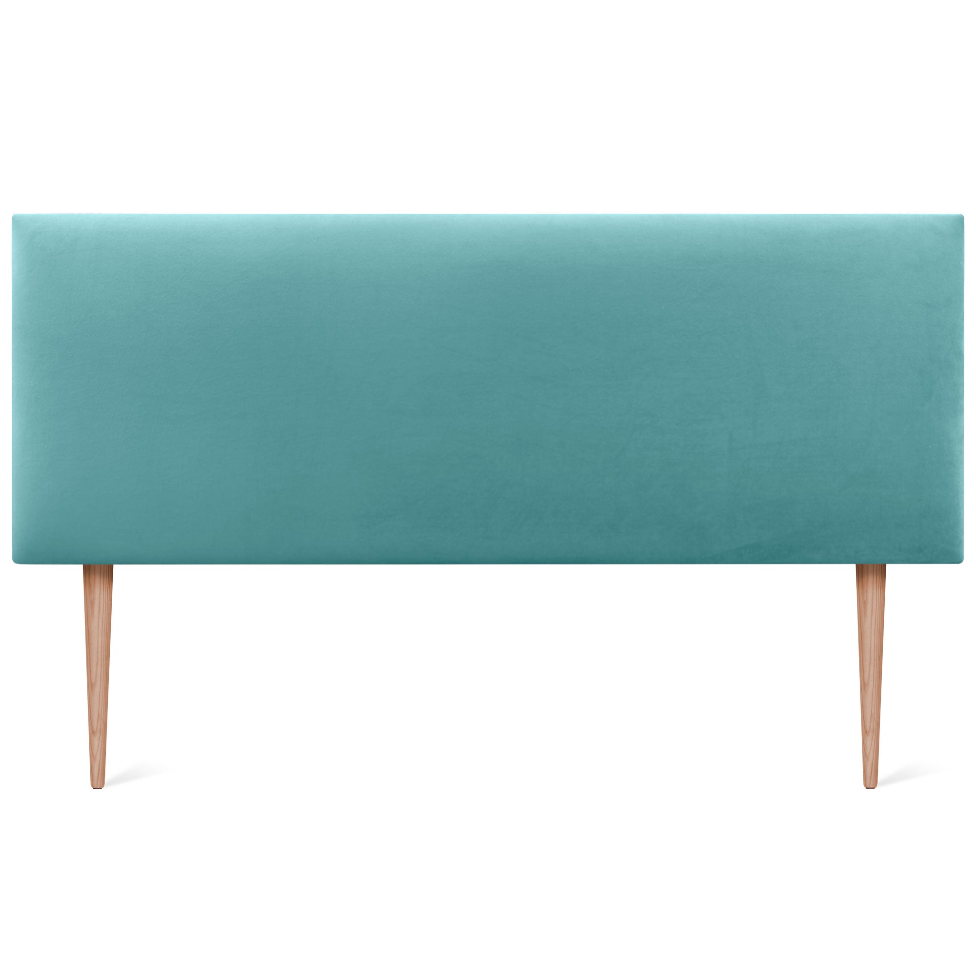 DHOME Testiera in Velluto Liscio con Gambe Camera da letto Imbottita con Testiera Imbottita Moderna di Fascia Alta (Turchese, 135x105cm) - 2