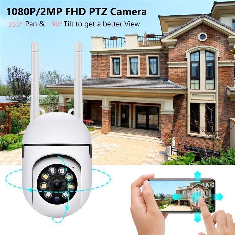 Camera de Surveillance Exterieure IP WiFi 2.4 + 5G HD 1080P Zoom x4 Suivi Humain Vision Nocturne Couleur avec 64G TF Carte - 5