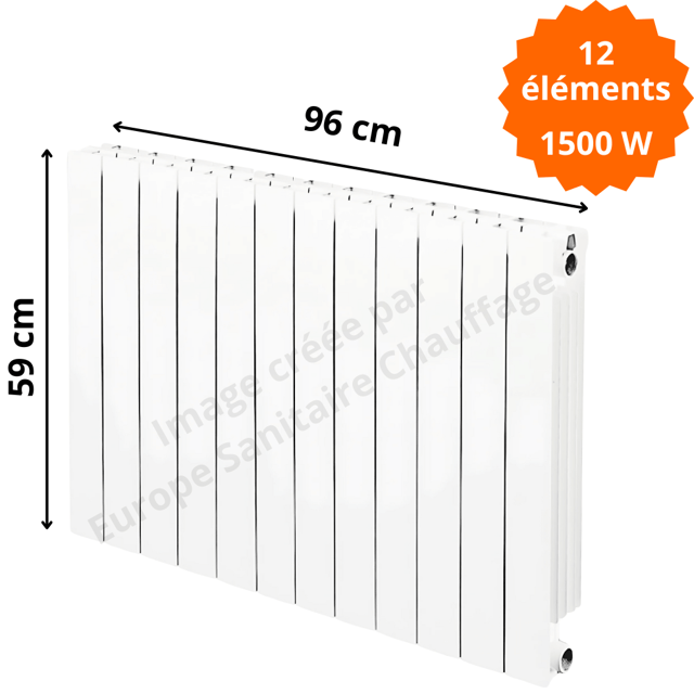 Radiateur aluminium horizontal H.59 x 96 cm VIP 500 Deville 1500 W