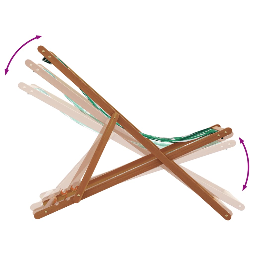 Chaise pliable plage motif de feuilles bois d'eucalyptus/tissu - 8