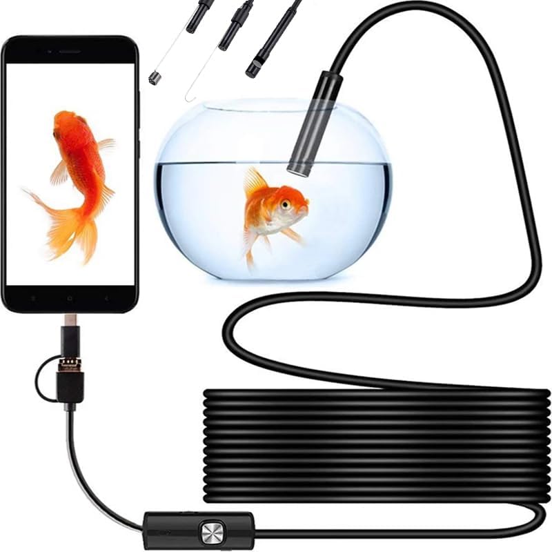 Endoscopio Impermeabile IP67 Con Telecamera HD - 6 Luci LED Regolabili, Cavo Fino A 5m, Compatibile Con Type-C, Perfetto Per Ispezioni Auto E Idrauliche