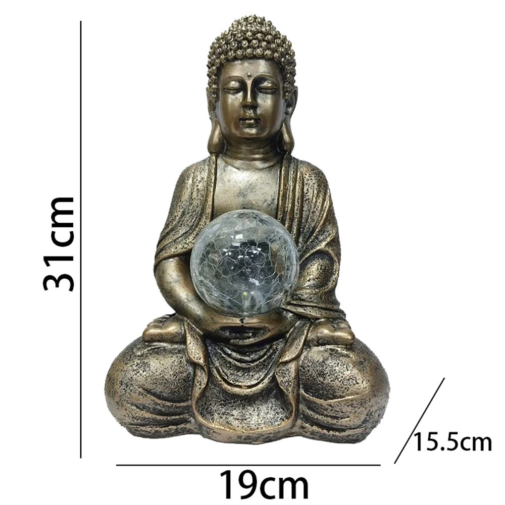 Statue de Bouddha à lumière LED solaire, adaptée à la décoration de la maison, du jardin, de la terrasse, de la pelouse et du salon - 5