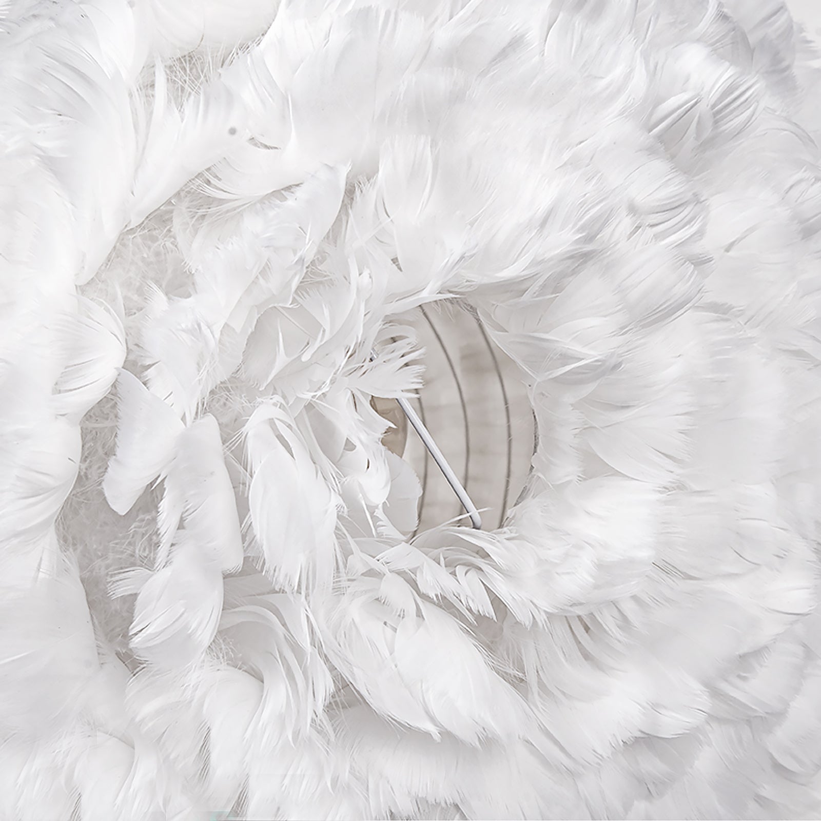 Luminaire suspendu Globe Blanc Plume Chandelier E27 pour Chambre d'enfant Salon D50 cm x H38 cm - 5