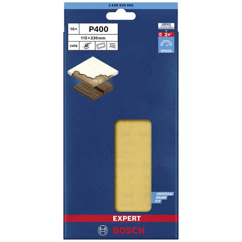 Papel de lija EXPERT C470 con 14 orificios para lijadoras orbitales 115 x 230 mm, G 400 10 unidades - 2