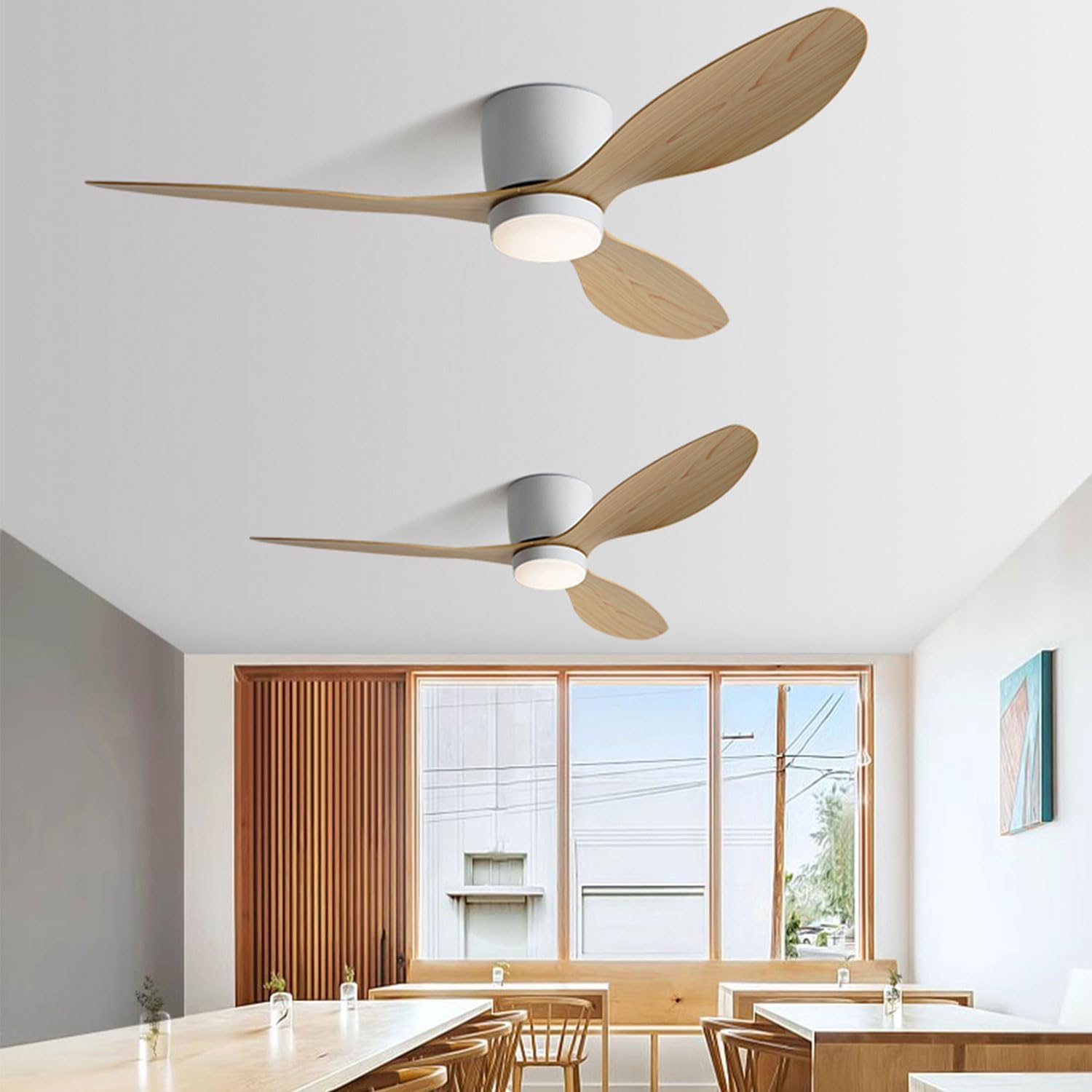 Ventilateur de plafond avec lumière, télécommande/contrôle par application, 6 vitesses de ventilation, minuterie, gradation continue (106 cm) - 2