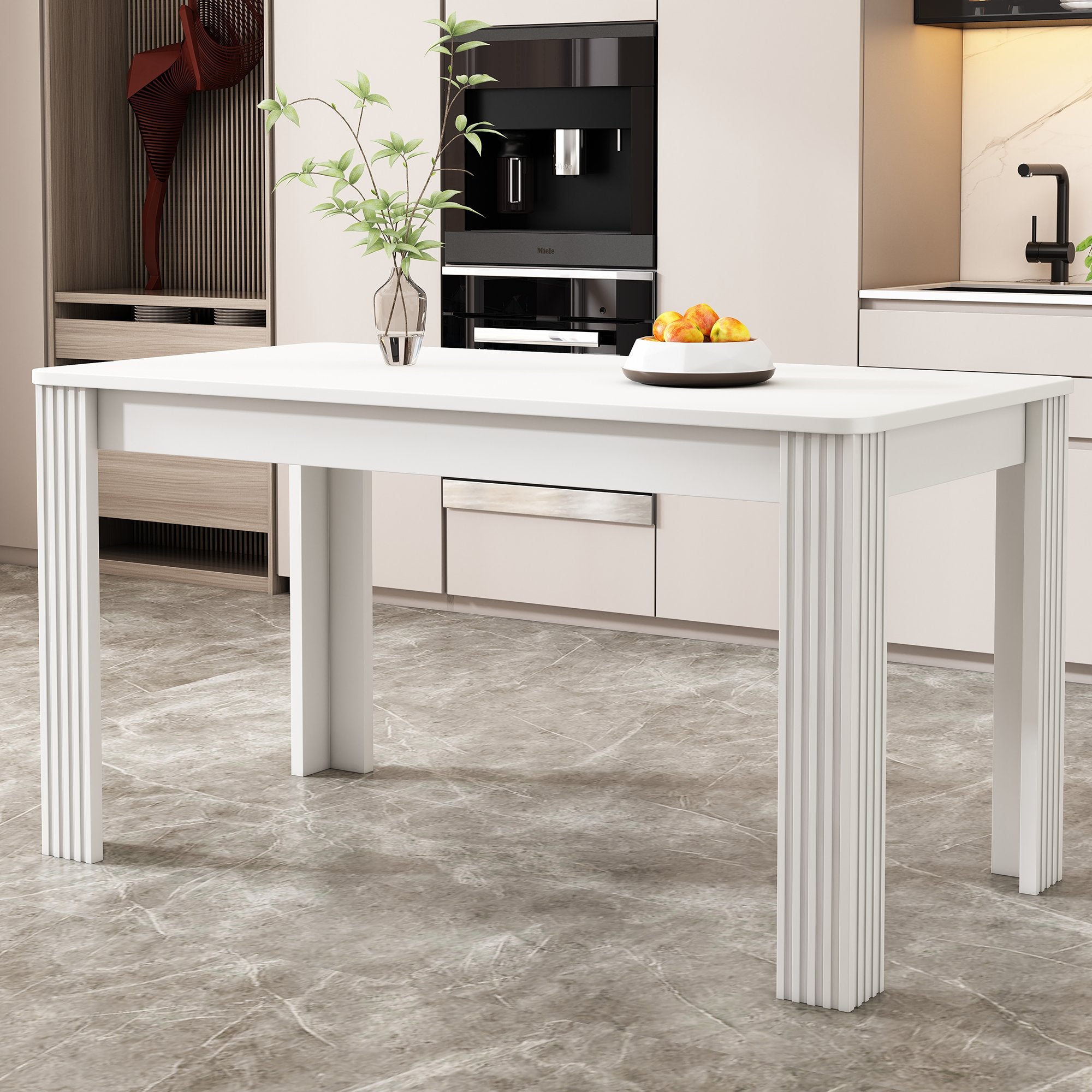 Table à manger à quatre pieds - style modern - Blanc - 3