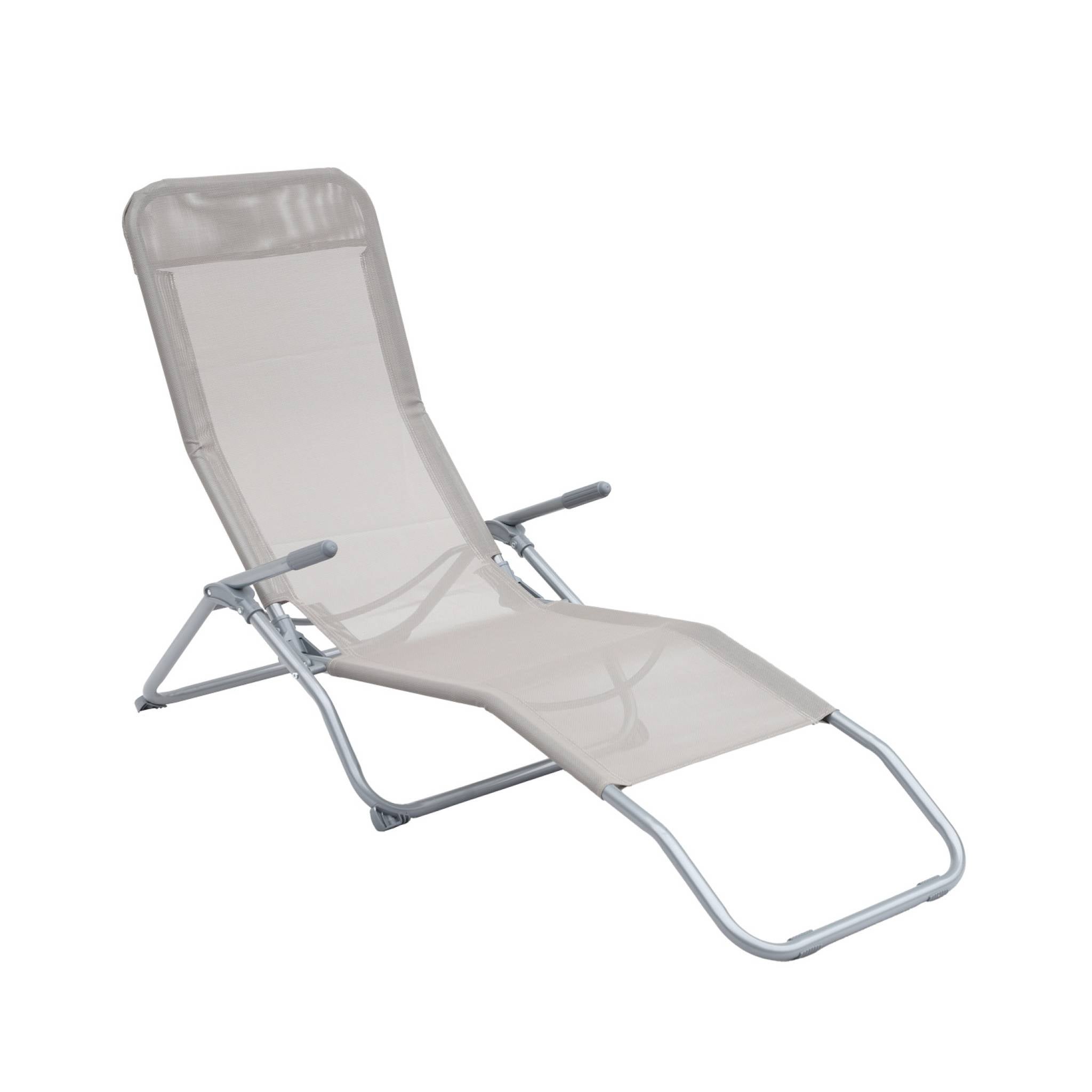 Tumbona plegable de textileno con 2 posiciones, set de 2 Gris pardo - 60x165x70 cm - 3