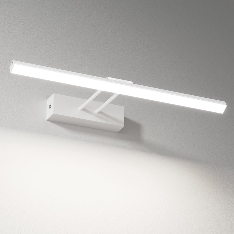 EMKE Kinkiet łazienkowy LED L.40 cm – lampa lustrzana LED do łazienki regulowana 200°, 8W, zimna biel 6500K, IP44, biały