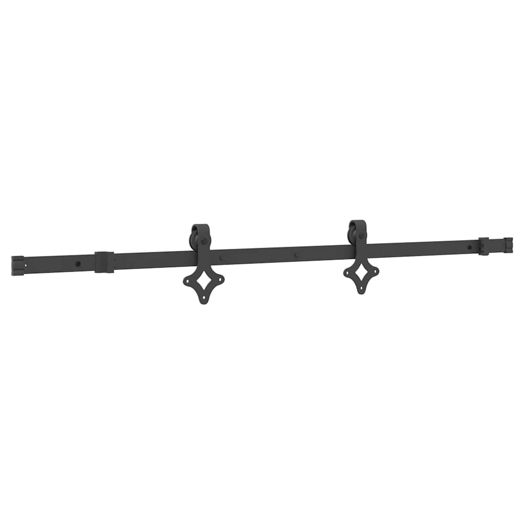 Kit de herrajes para puerta corredera de acero negro de 152,5 cm