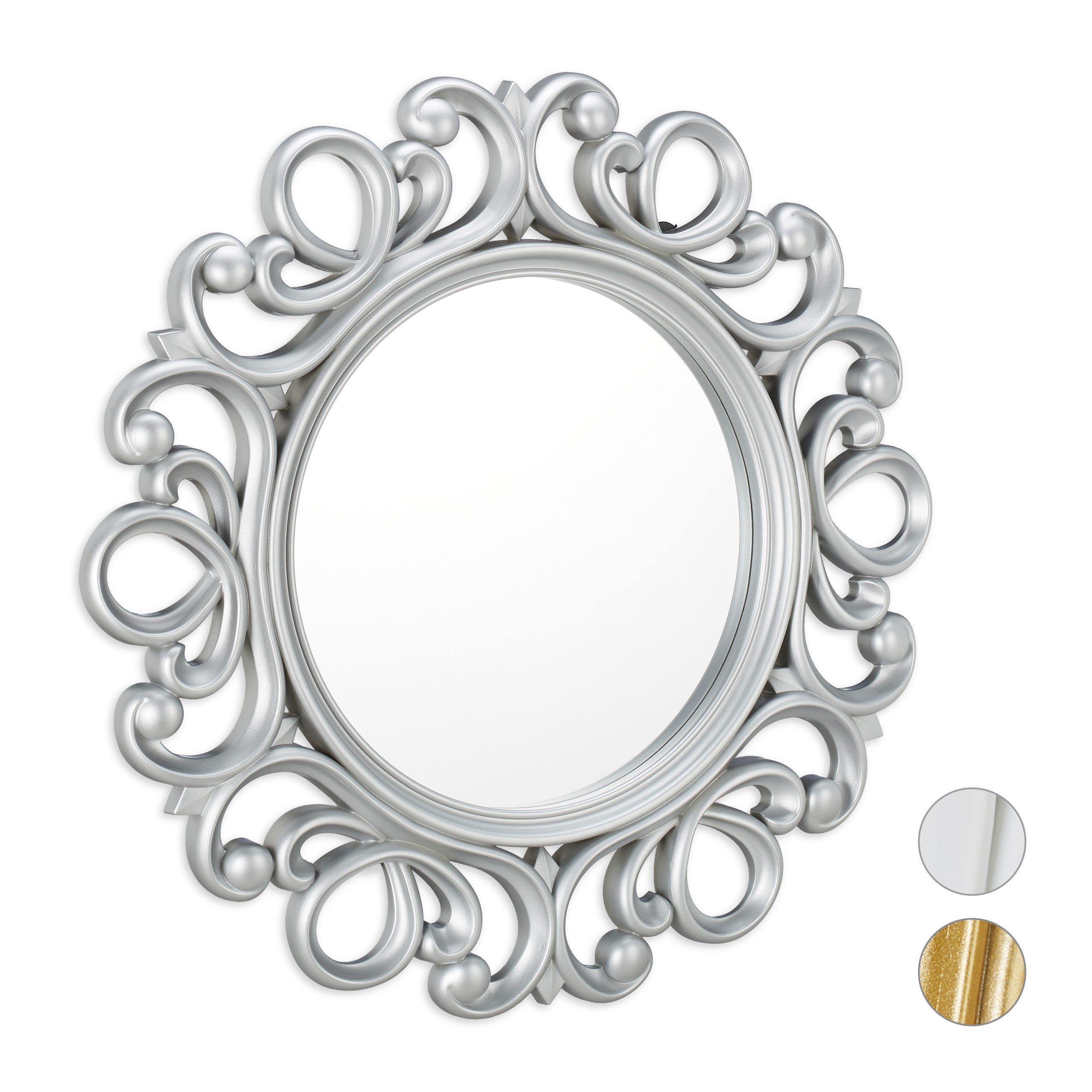 Relaxdays Set Da 3 Specchi Rotondi, Per La Parete, Cornice Decorativa In Plastica Diametro 25 Cm Argento Grigio 68945332 Relaxdays Set Da 3 Specchi Rotondi, Per La Parete, Cornice Decorativa In Plastica Diametro 25 Cm Argento Grigio 68945332