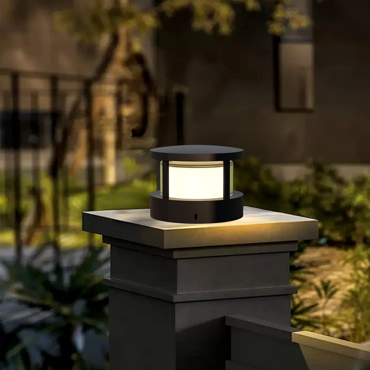 Lampada da giardino cilindrica 10 cm - Colonna LED 7W bianco caldo, IP65 impermeabile per vialetti, cortili, terrazze - 6