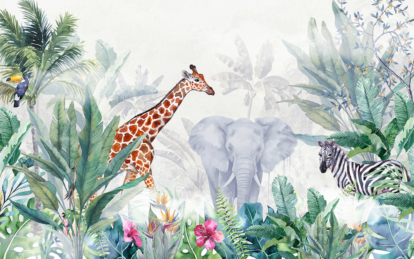 Papier Peint Jungle Animaux De La Jungle Papier Peint Panoramique