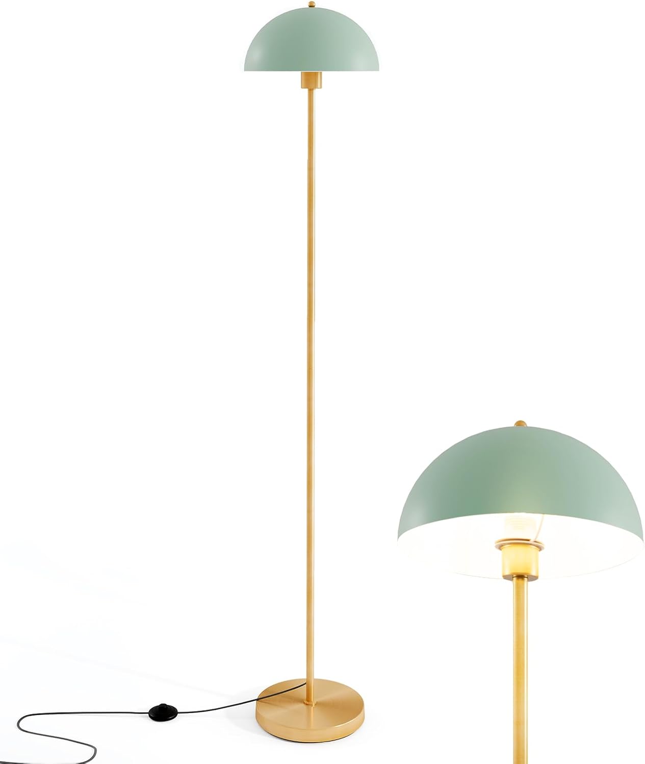 Lampada Design Oro Lampada Da Terra HOMCOM 165cm - 3 Luci, Interruttore A Pedale, Attacco E27, Oro Lampada Pavimento 3 Luci
