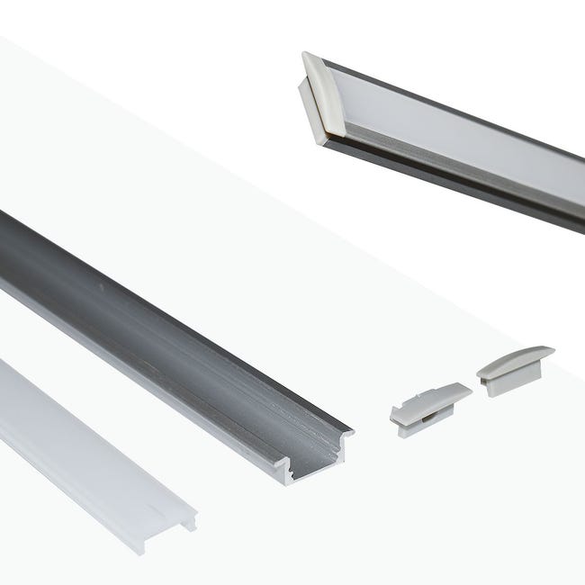 Aftertech® 2 m 2 m 2910 29 x 10 mm Profil encastré large aluminium pour Aftertech® 2 m 2 m 2910 29 x 10 mm Profil encastré large aluminium pour