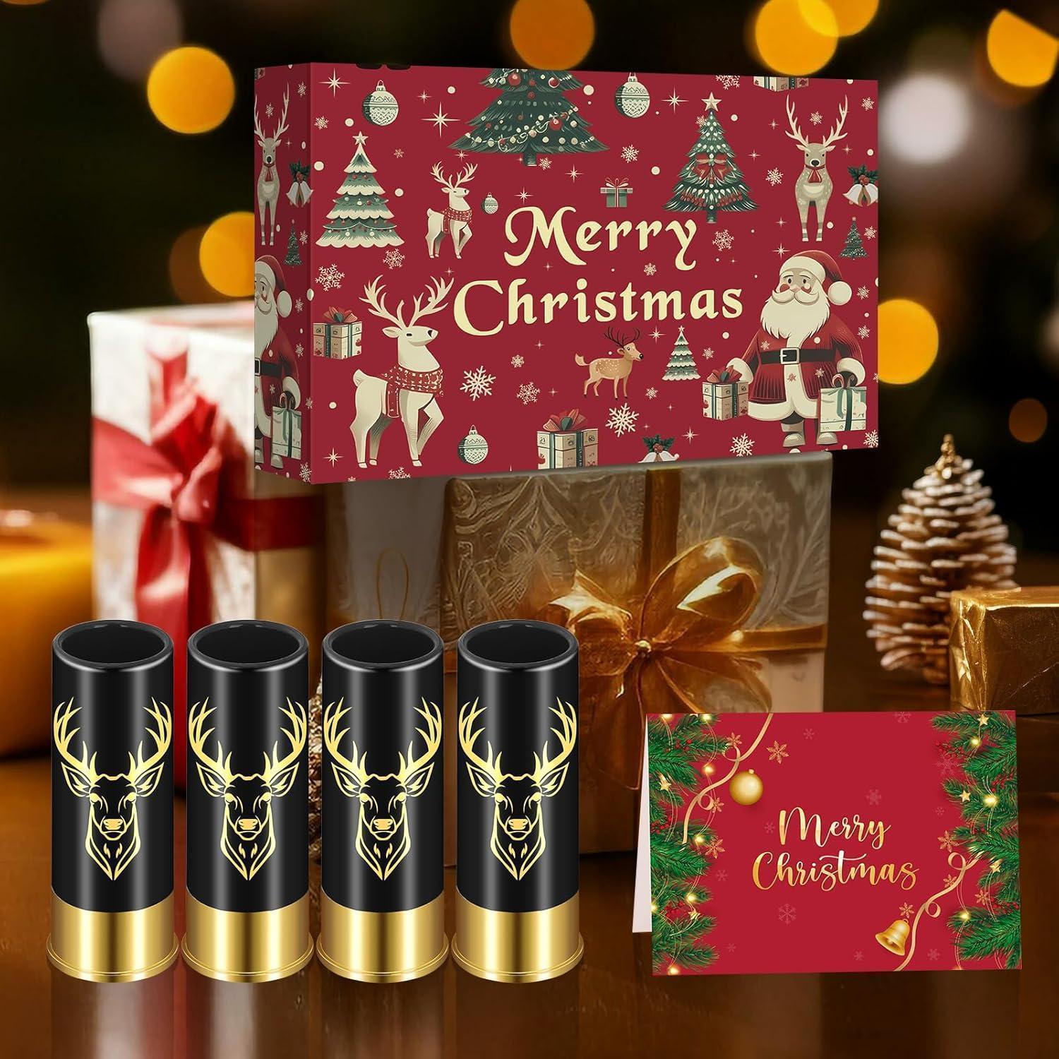 4 Verres à Schnaps Tête de Cerf Noir Plastique 45 ml - Coffret Cadeau ...