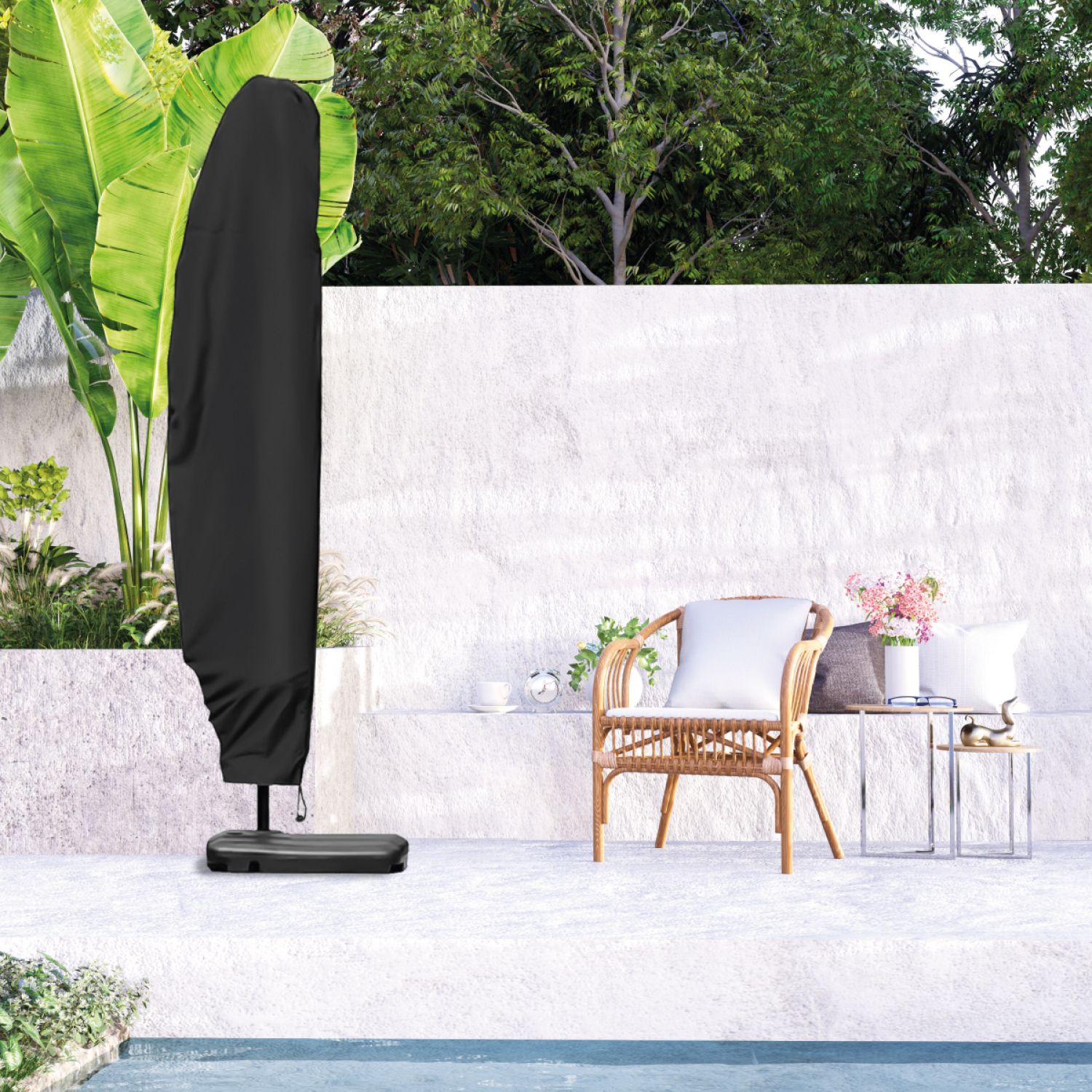 Housse de protection imperméable et anti-uv pour parasol déporté - 265 x 40 - 70 - 50 cm - Noir - Linxor - 5