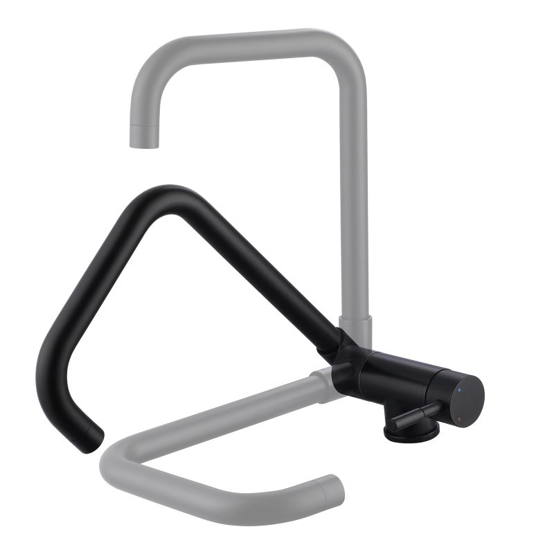 LOVHAUS Matowa Czarna Bateria Kuchenna, Obrotowa Bateria Kuchenna 360°, Bateria Kuchenna Podblatowa