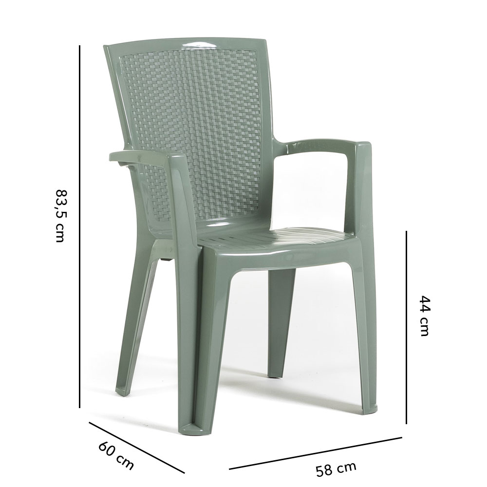 Lot de 6 Chaise de jardin sans coussin Diana en Polypropylène Vert - 6