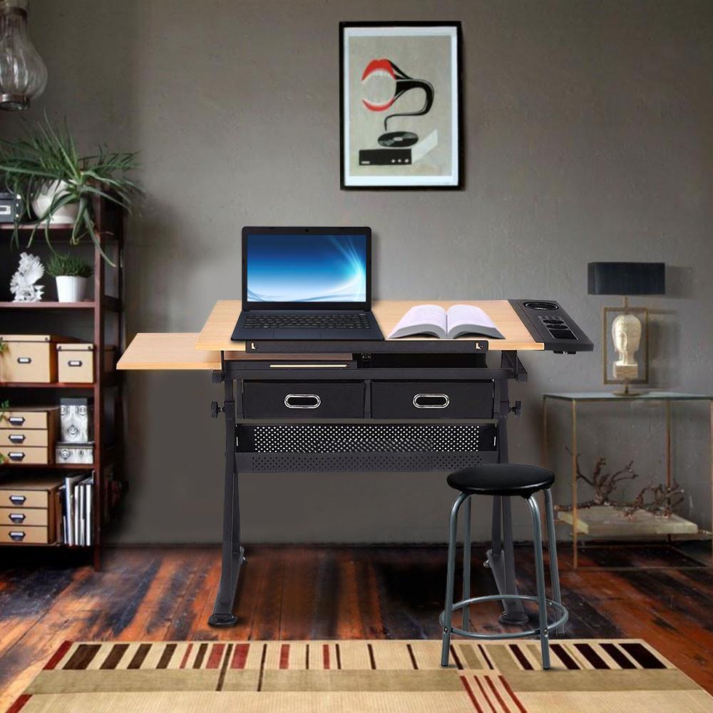 Table à Dessin Réglable Yaheetech Avec Tabouret - Bureau Inclinable Pour Artistes, Dessinateurs Et Étudiants