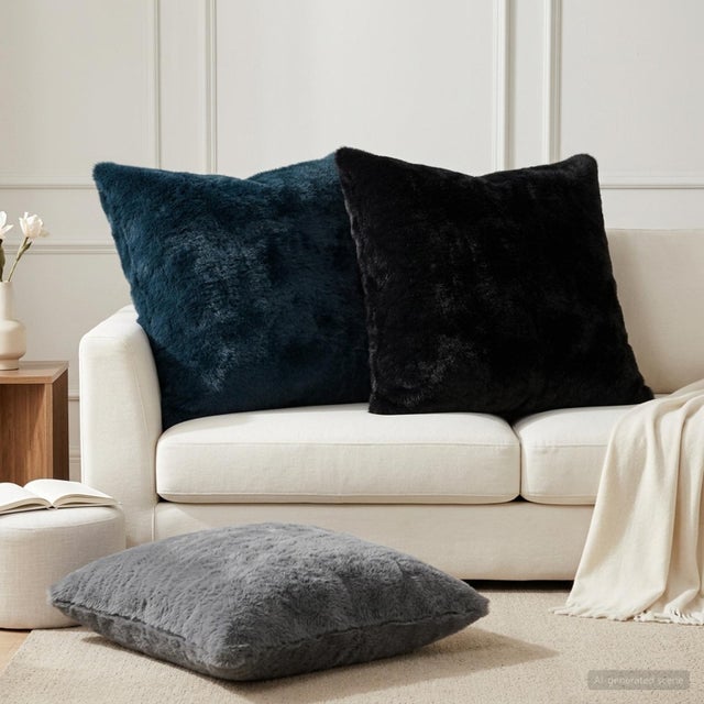 Housse de coussin 6 pièces HEERLEN gris foncé 80 x 80 cm