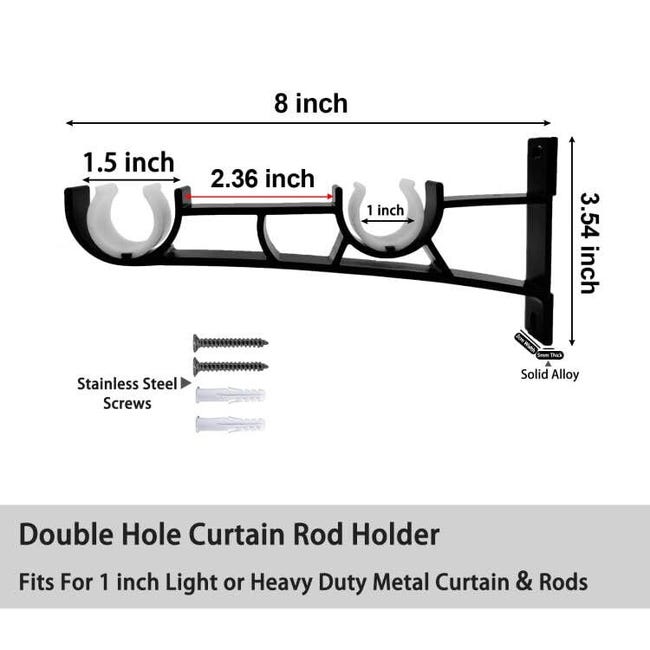 Set di 2 supporti per asta per tende, 28 mm, resistenti, neri per asta per tenda Set di 2 supporti per asta per tende, 28 mm, resistenti, neri per asta per tenda