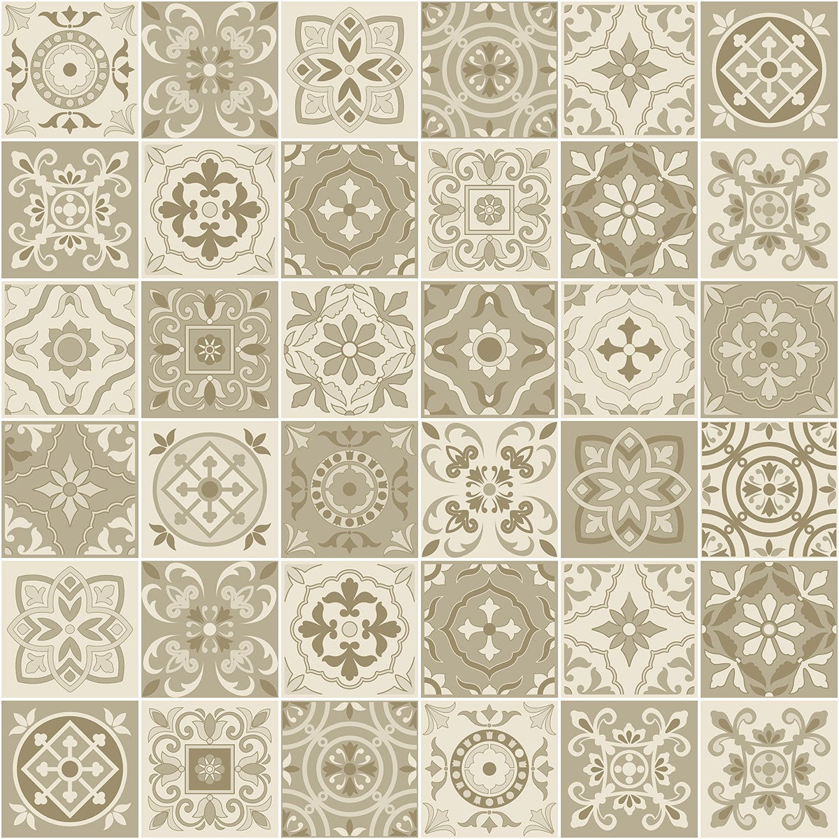 Crédence adhésive sticker décoratif pour salle de bain - Motif carreaux de ciment - Adhésif + Protection BRILLANTE - 65x65 cm - 3