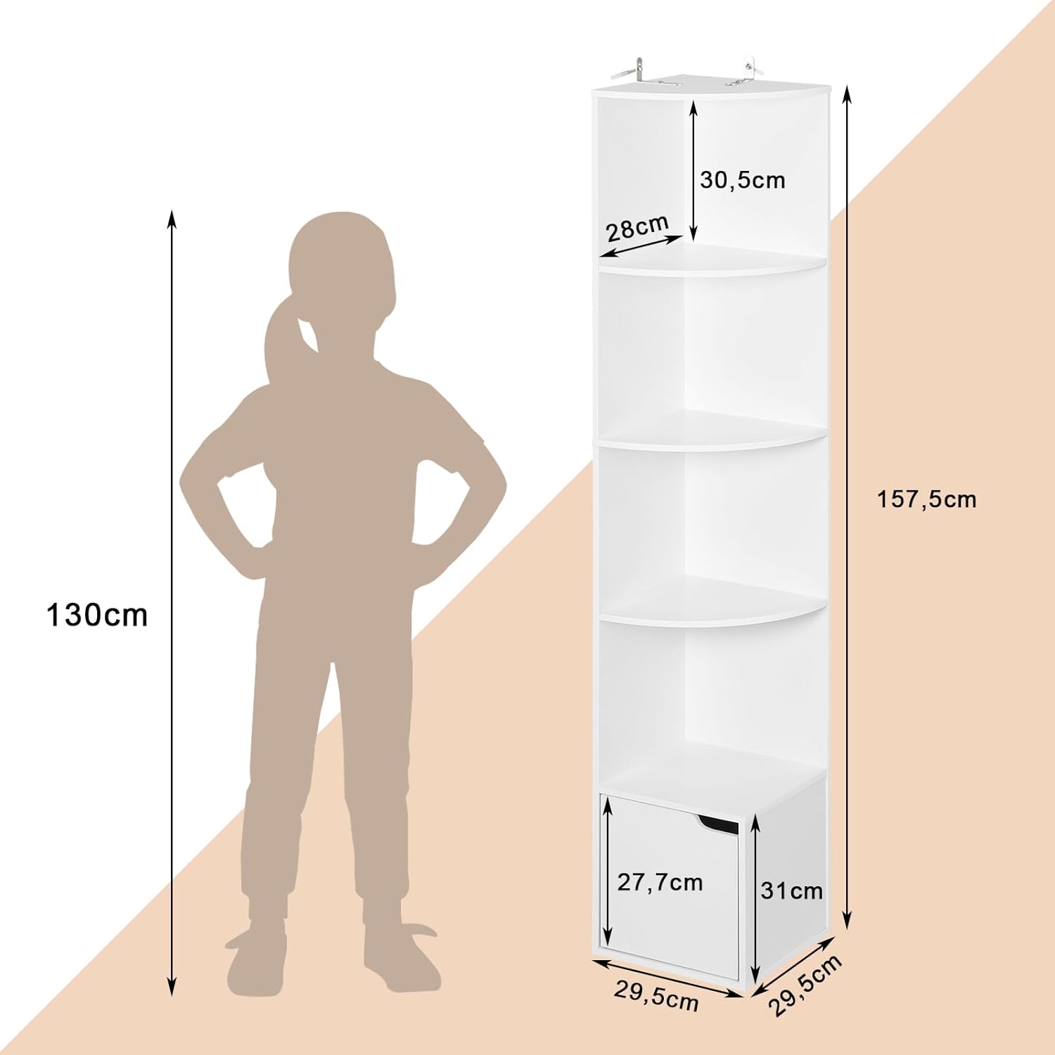 WOLTU Bibliothèque Étagère Rangement en Bois d'Ingénierie. Meuble de Rangement.Blanc - 4
