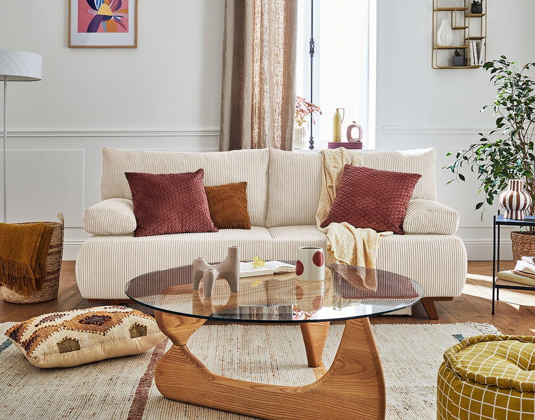 Canapé droit convertible 3 places avec coffre en velours côtelé beige - CRISTAL - Best Mobilier - 6