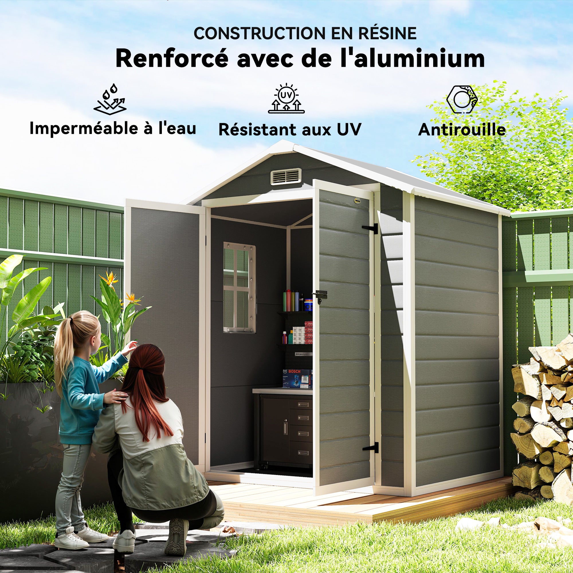 Armoire de jardin polypropylène Outsunny 2,12 m² gris - 5