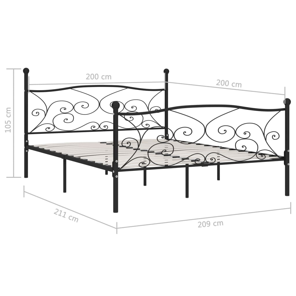 Maison Exclusive - Estrutura de cama com estrado de ripas 200x200 cm metal preto - 5