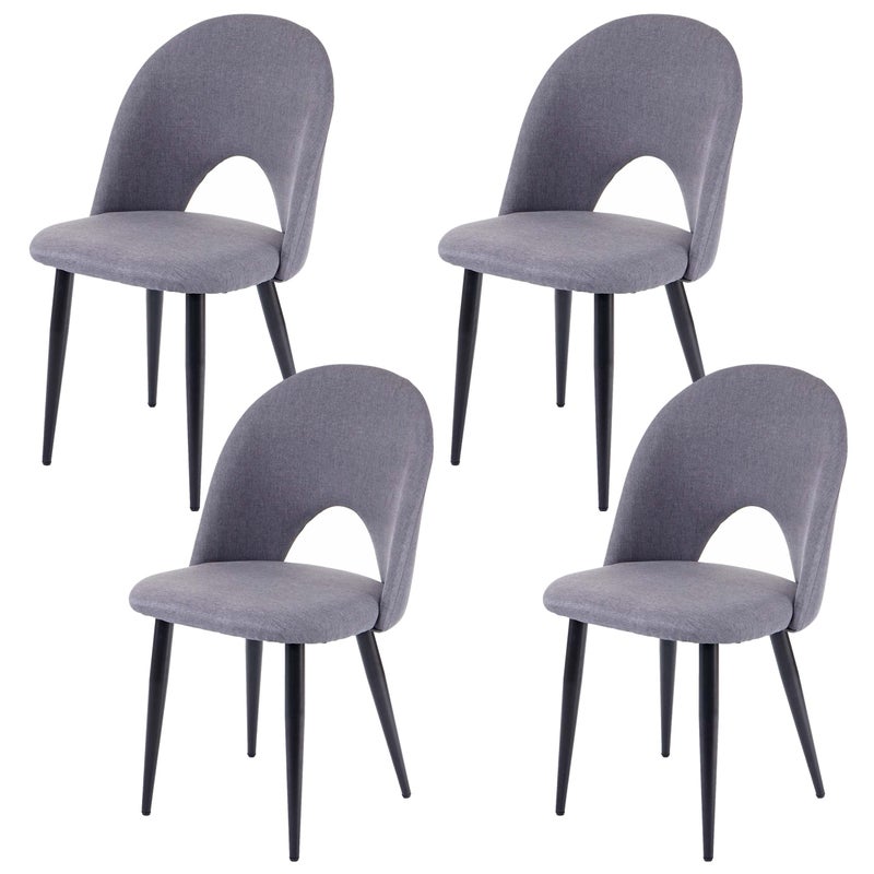 Zestaw 4 krzeseł do jadalni HWC-D73, krzesło kuchenne, tkanina/tekstylia ~ ciemnoszary