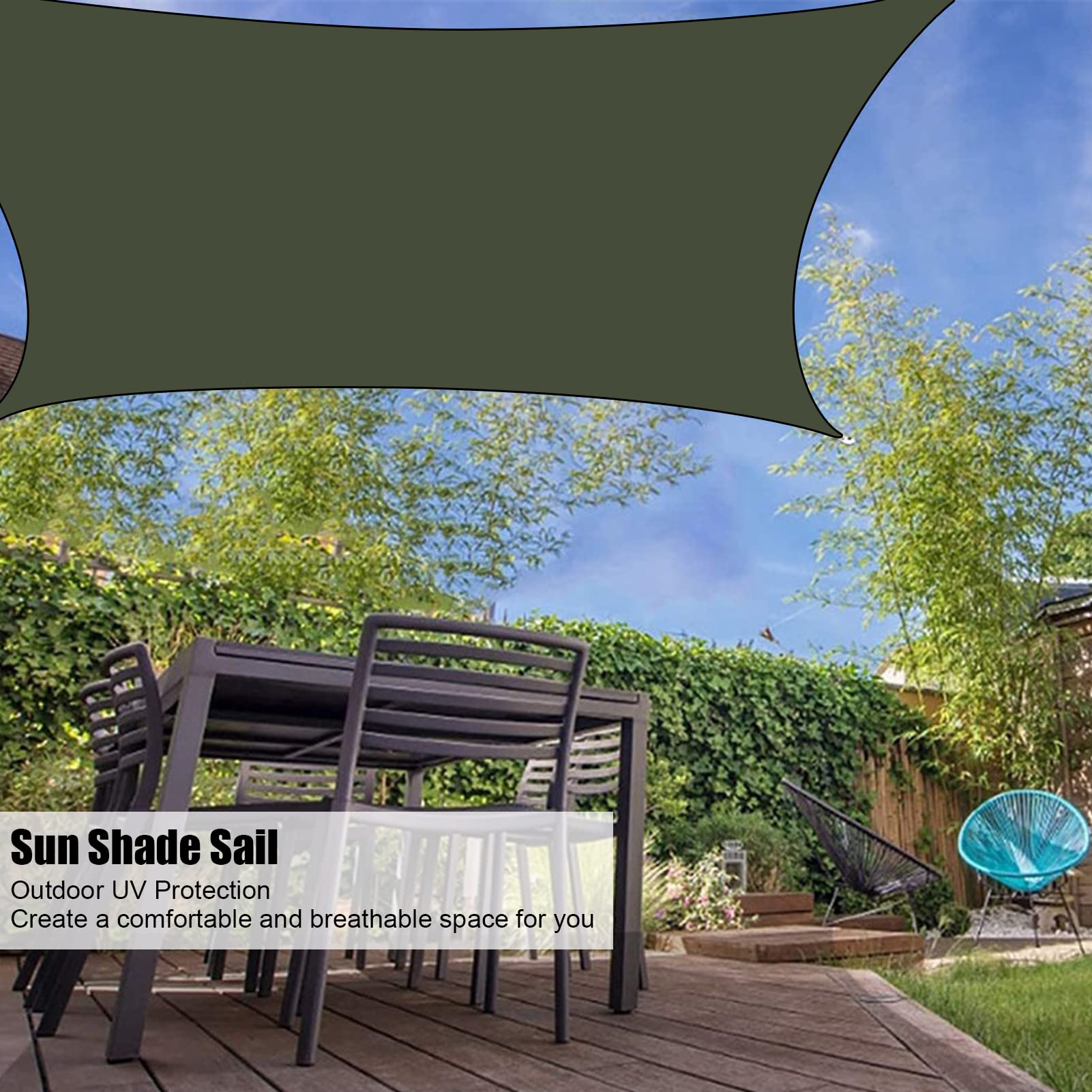 Voile d'ombrage rectangulaire pliable anti-UV pour cour, jardin, piscine (v - 7