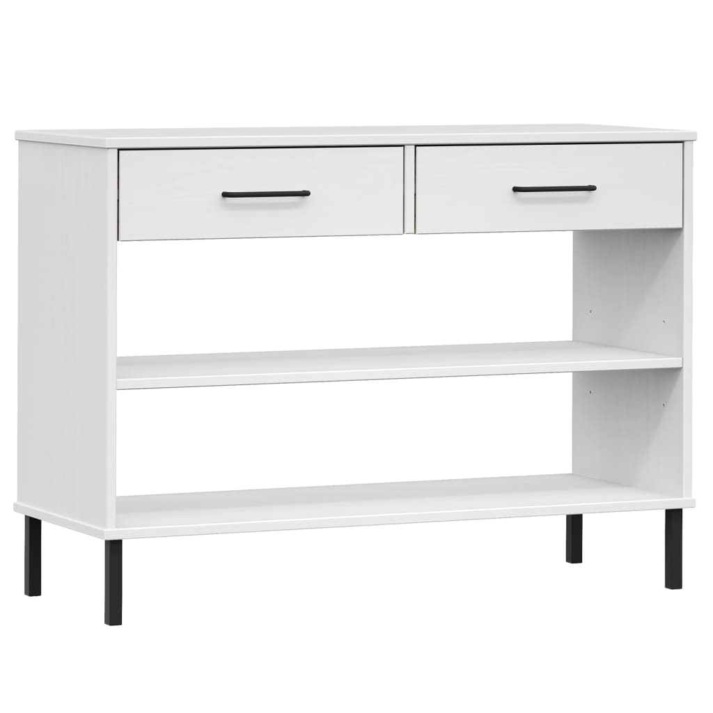 Armoire Console En Pin Massif Oslo – Meuble D'entrée Avec Tiroir, Pieds Métal