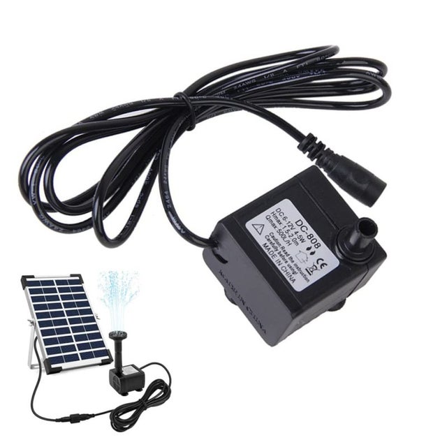Fonte solar submersível de 6-12V DC 5W com cabo de 1,46m, ideal para pequenos lagos externos.