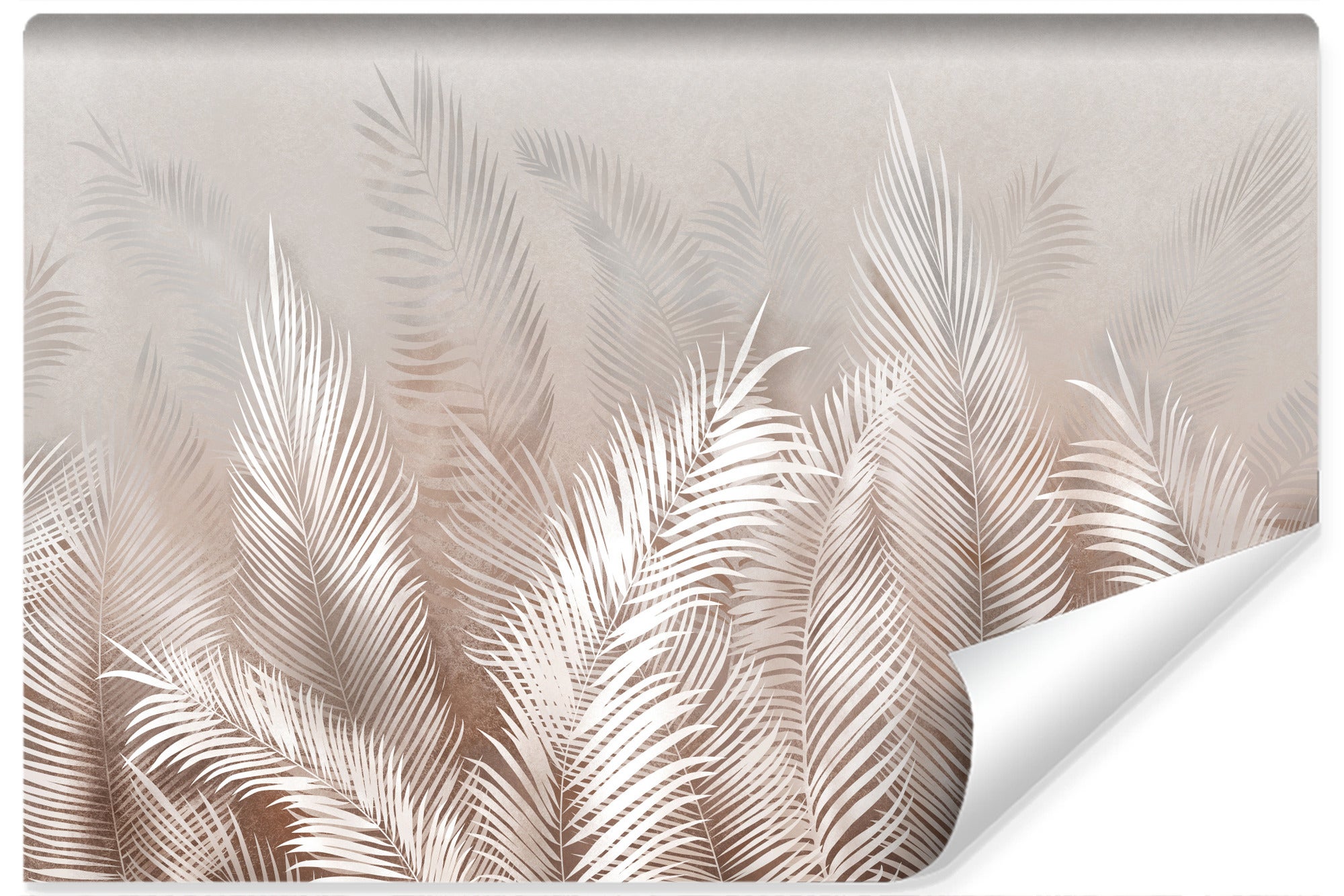 Papel pintado vlieseline foto para habitación beige hojas de palmera 460cm x 300cm