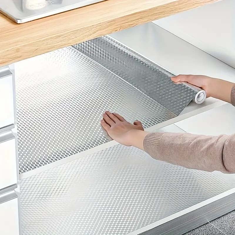1 rotolo pellicola alluminio cucina resistente al calore - adesivo impermeabile e antiolio per credenza, cassetto -facile da pulire, moderno, durevole - 7