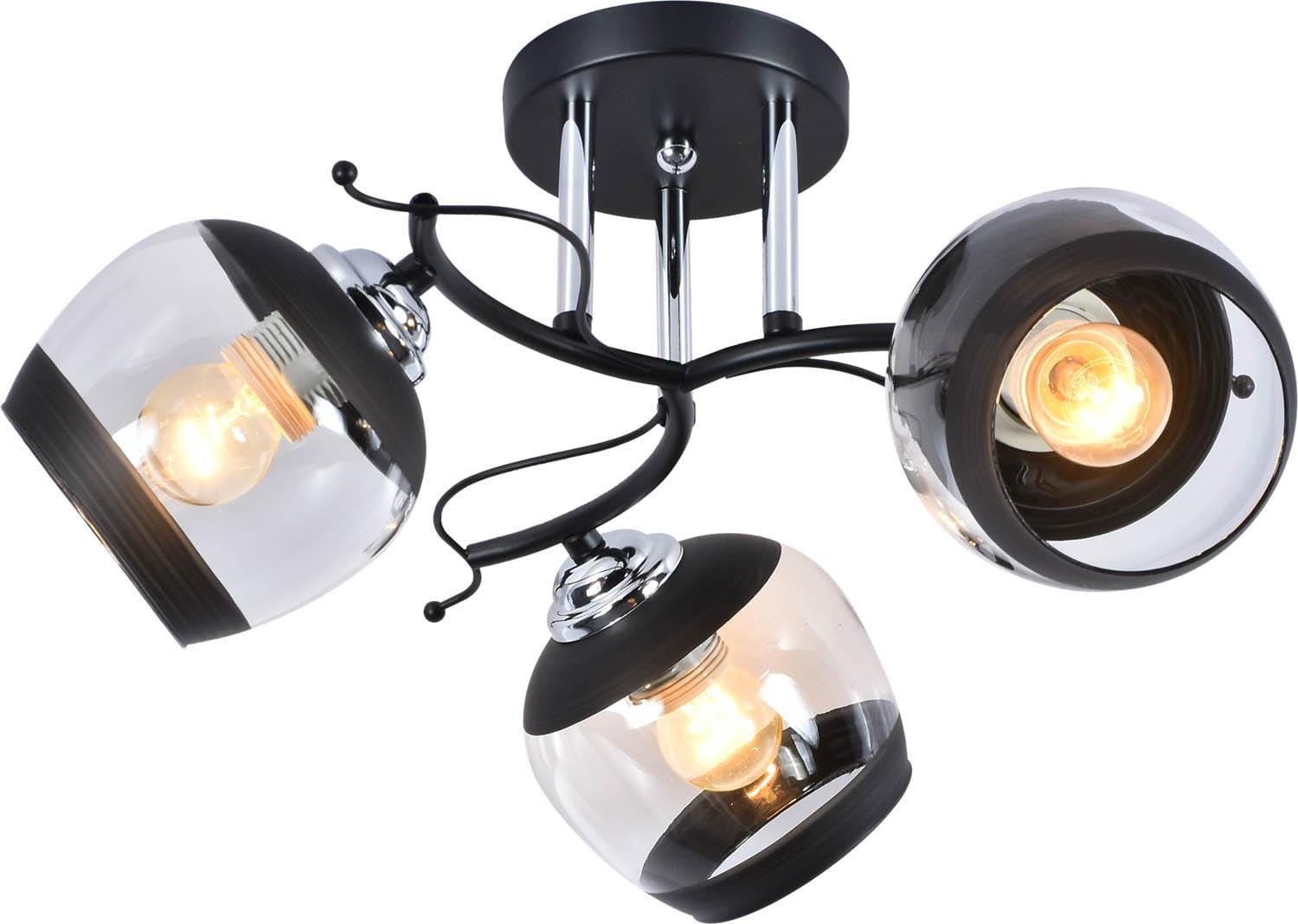 Lampa wisząca Alemria czarna-chromowana 3xE27x60W klasyczna wym: 25 x 52 x 52 cm szkło Lampex