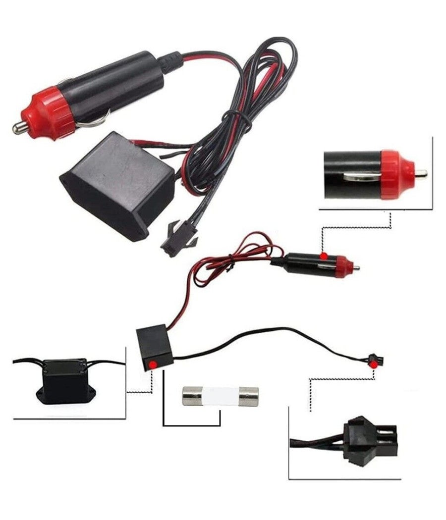 Trade Shop - Striscia Strip Led Per Interni Auto A 12v Fibra Ottica Luce Decorativa Atmosfera - Blu -5 Mt - - 2