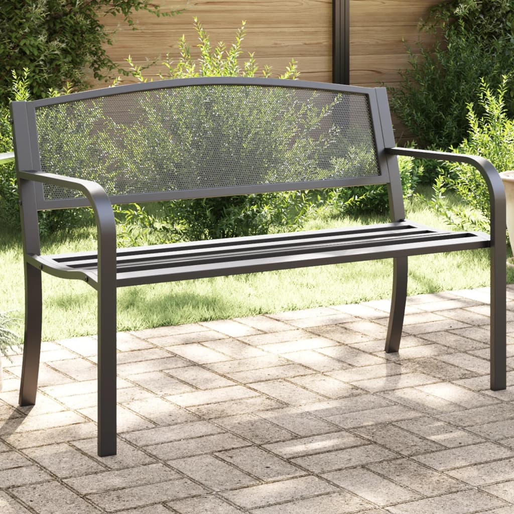 Maison Exclusive - Banco de jardín de acero negro 119 cm | Leroy