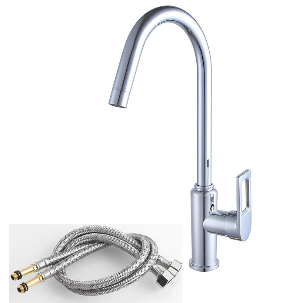 Bateria zlewozmywakowa kuchenna, wylewka w kształcie litery U, obrót 360°, łatwy montaż i czyszczenie, Supersteel