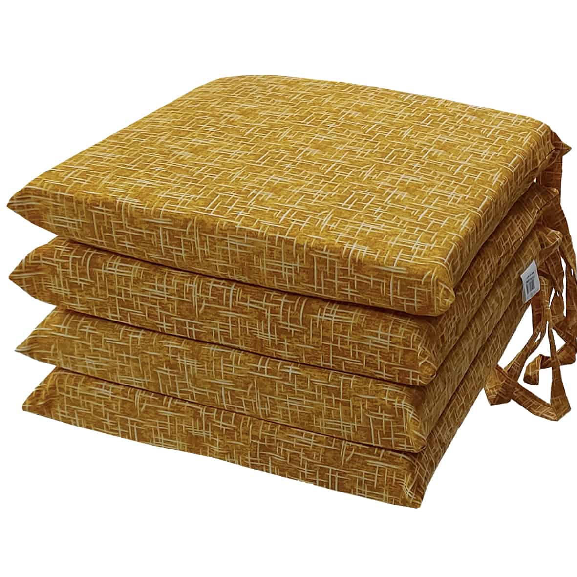 Lote de 4 cojines de silla desenfundables amalfi doble cara con lazos 40x40x5 cm (amarillo)