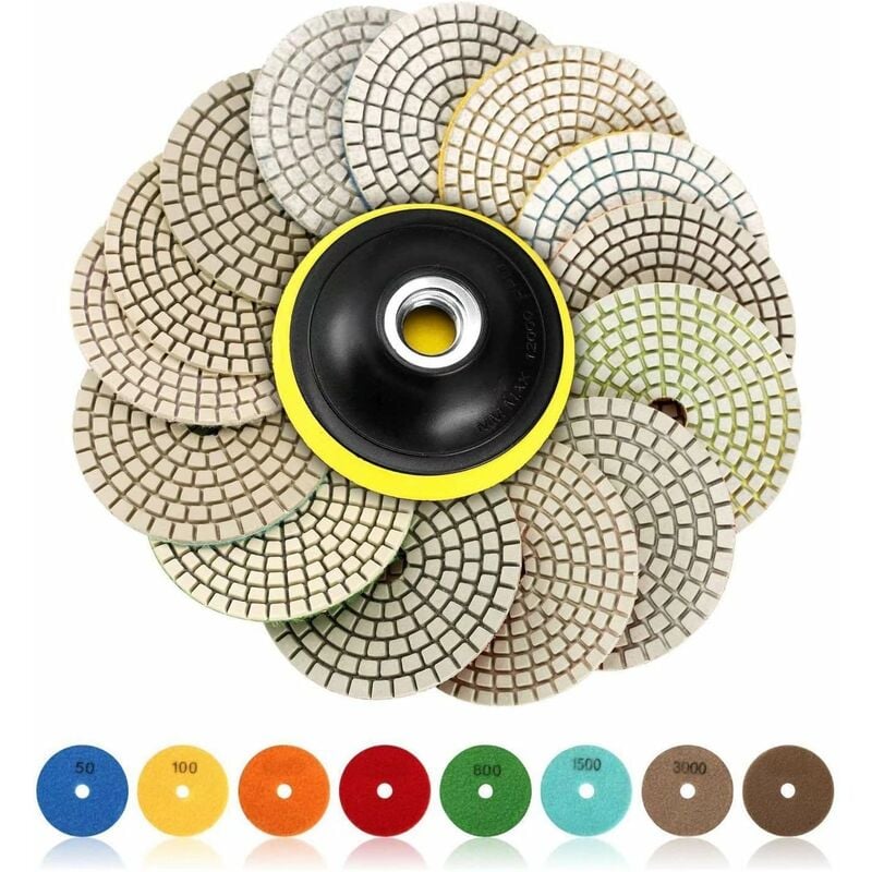 Diamentowe tarcze polerskie, 14 diamentowych tarcz polerskich 4" (100 mm), tarcze polerskie do betonu, tarcze polerskie do gra