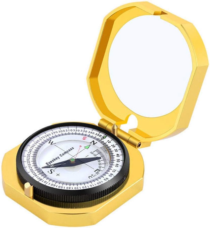 Boussole De Survie Dorée – Navigation Extérieure Avec Huile D'amortissement, Lumineuse, Boîtier En Cuivre – Pour Rando, Camping, Exploration