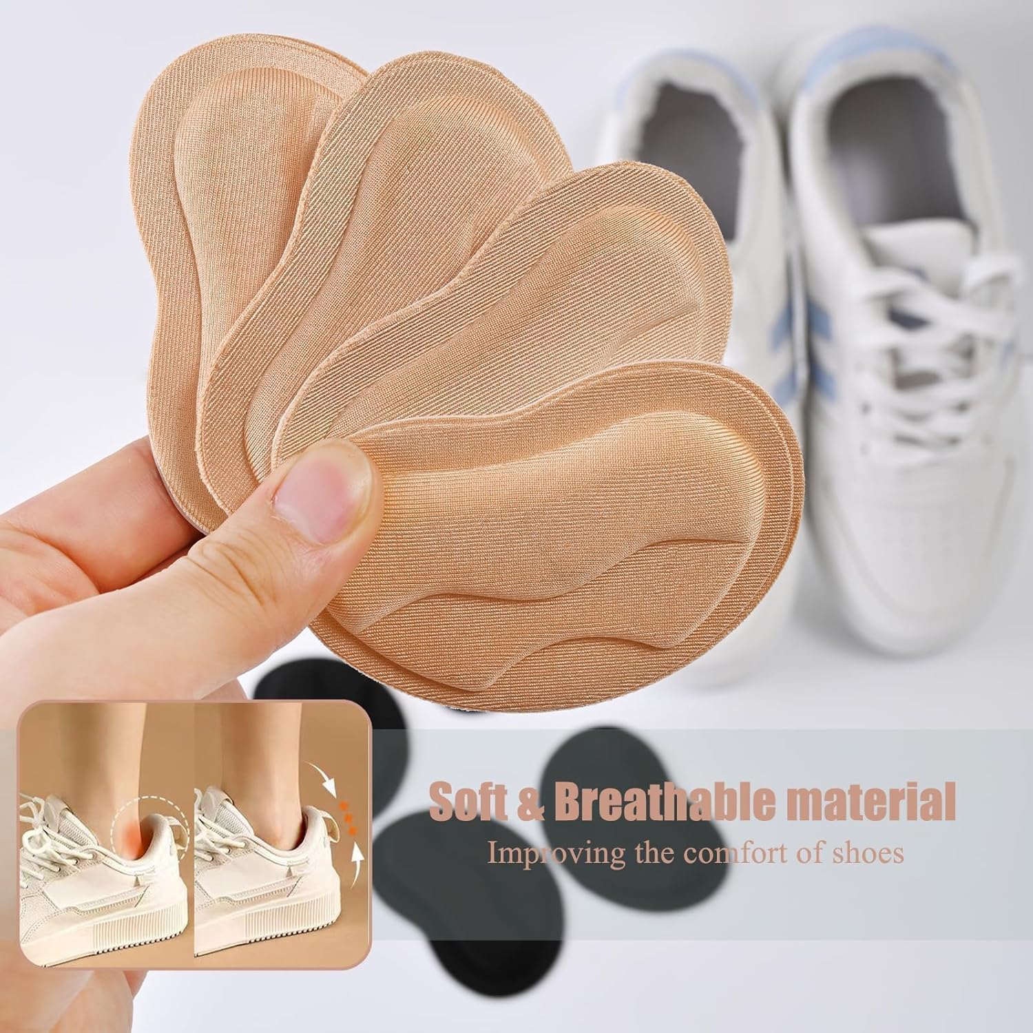 4 paires coussinet talon chaussure, Protege talon chaussure pour homme et femme, Inserts de talons pour l'arrière du talon, Amélioration du... - 3