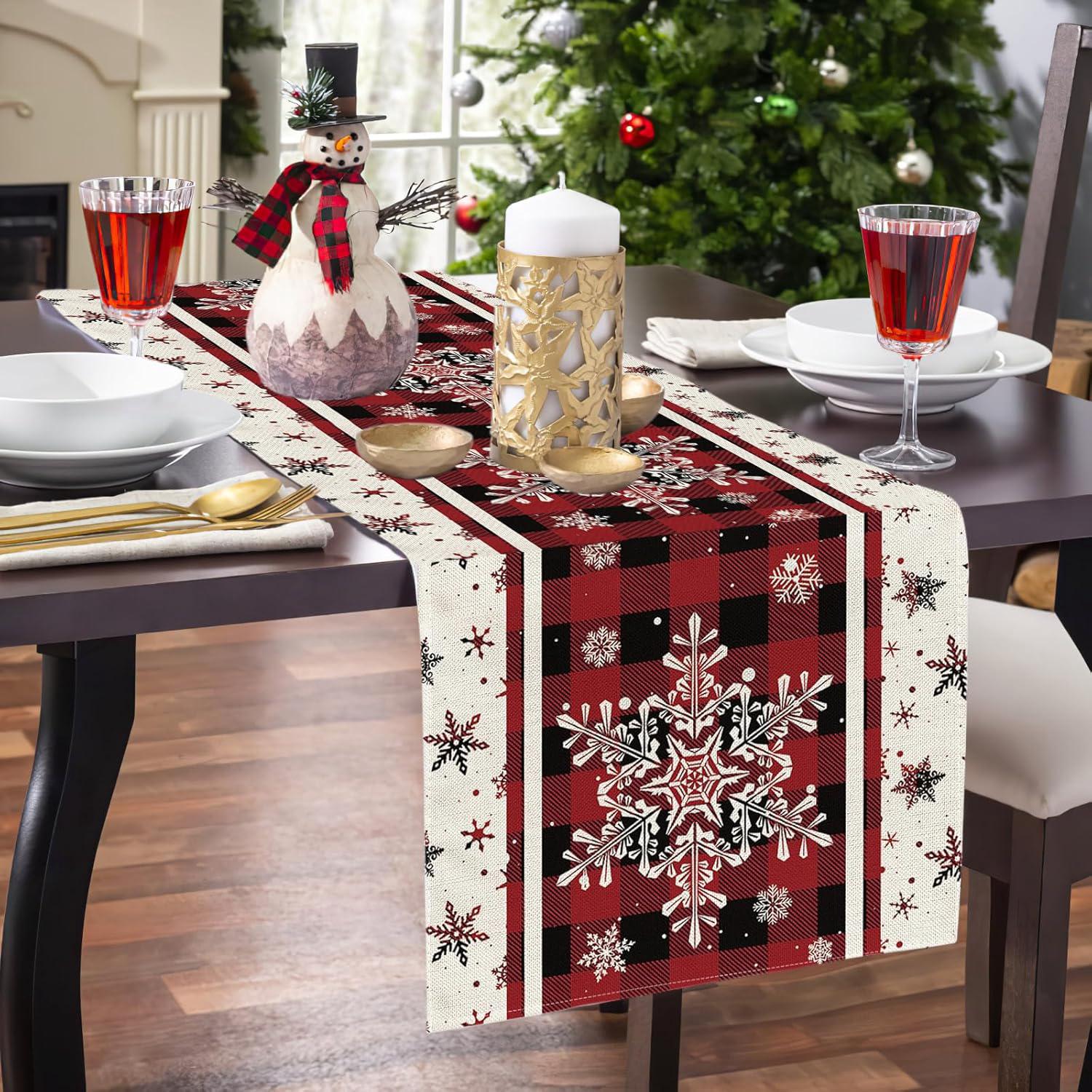 Chemin de Table Noël, Deco Table Noel Flocons de Neige Chemin de Table ...