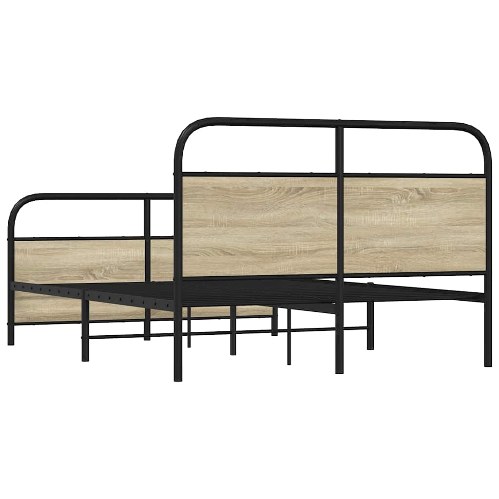 Cama casal | Cama de adulto | Estrutura de cama sem colchão 140x200 cm metal carvalho sonoma CFW286830 - 6