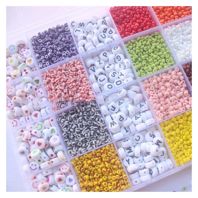 Kit Perline Braccialetti Fai Da Te - 1200 Perline Argilla Bianche/Nere 6mm, Con Elastico - Foto 6