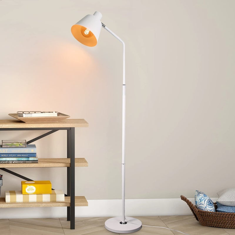 NETTLIFE Lampa podłogowa do salonu, lampa stojąca vintage - 166 cm, design retro, lampa podłogowa z białego metalu z gwintem E27, maksymalnie 40 W
