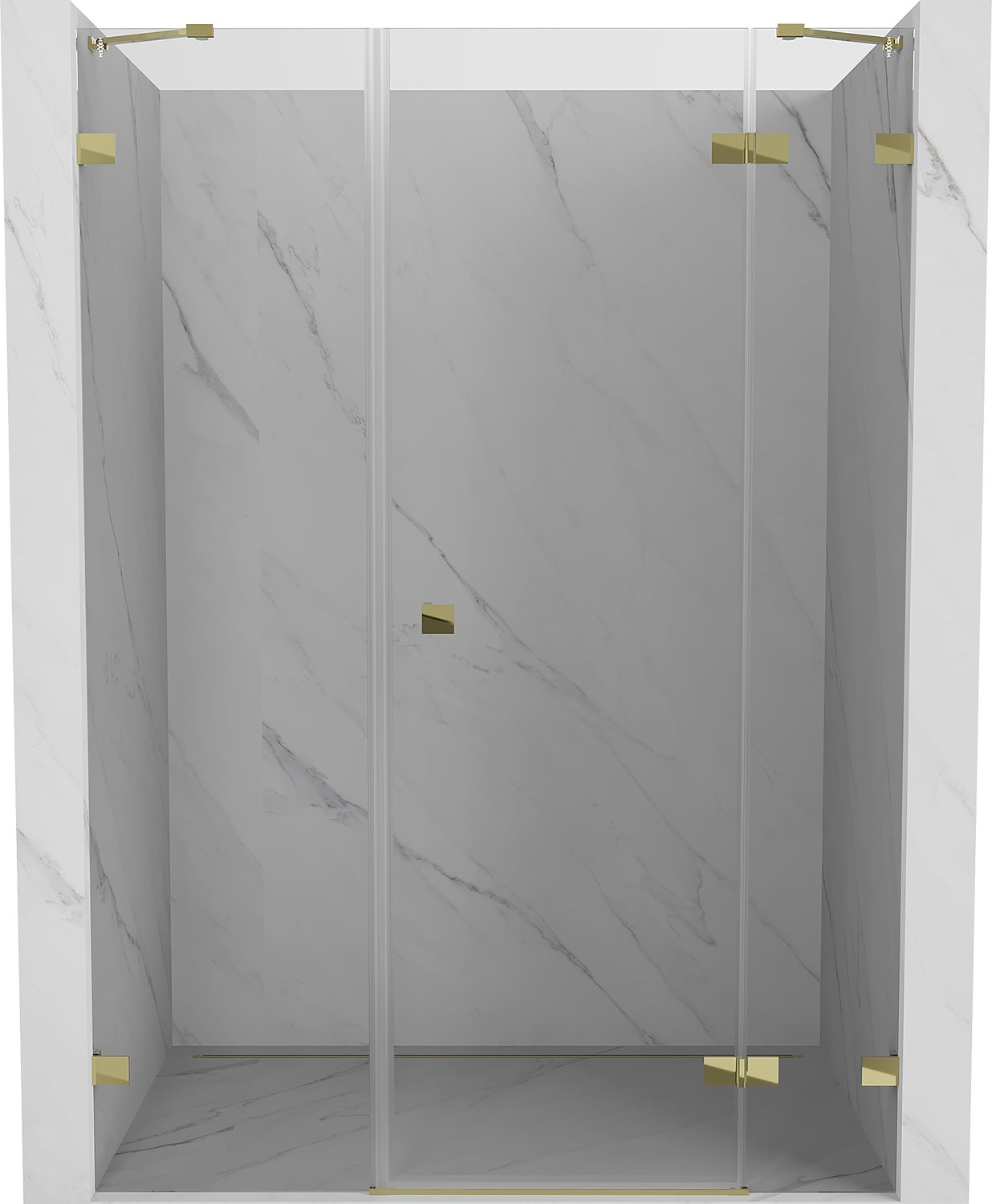Mexen Lunar drzwi prysznicowe uchylne prawe 150 cm, transparent, złote - 834S-150-050-50-00-P